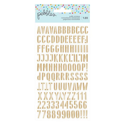 STICKERS ABC DORADAS TODO EL PASTEL