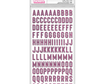 STICKERS ALPHA PINK GLITTER 12X12