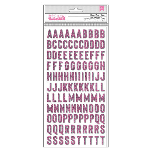 STICKERS ALPHA PINK GLITTER 12X12