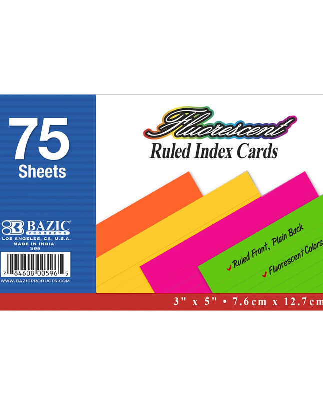 INDEX CARD RAYADA 3X5 NEON BAZIC