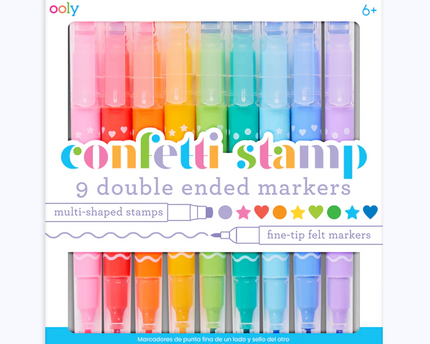 MARCADORES DE PUNTA FINA CON SELLOS CONFETTI