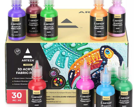 SET DE PINTURAS FABRIC 3D ARTEZA 30PZ