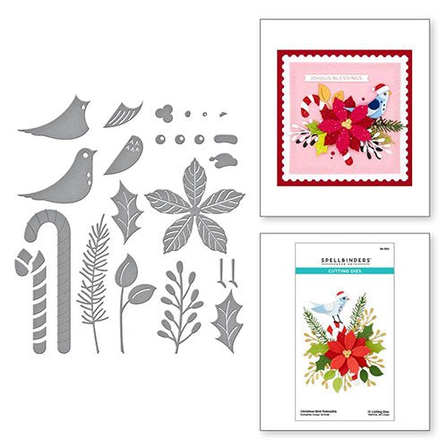DIES CUTS CHRISTMAS BIRD POINSETTIAS