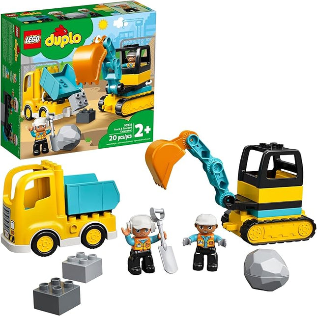 JUGUETE TOWN TRUCK & TRACKED EXCAVATOR BUILDING LEGO DUPLO