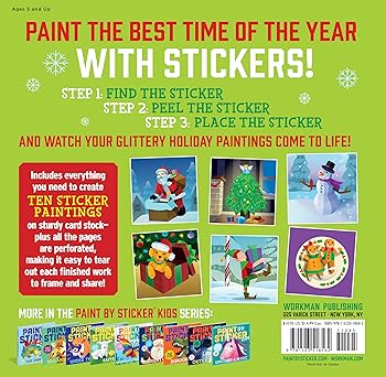LIBRO PAINT BY STICKER KIDS HOLLY JOLLY CHRISTMAS