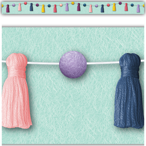 BORDER OH HAPPY DAY POM-POMS AND TASSELS STRAIGHT