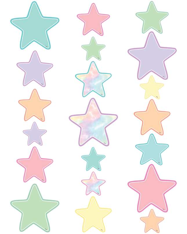 ACCENTS PASTEL POP STARS ASST SIZES
