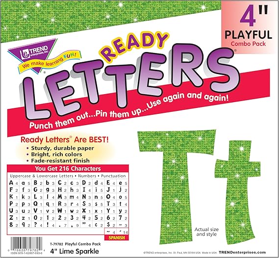 LETRAS LIME SPARKLE #4 PLAYFUL