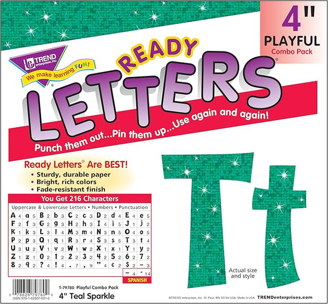 LETRAS TEAL SPARKLE #4 PLAYFUL