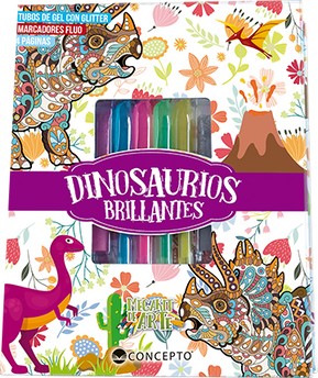 MEGAKIT DE ARTE DINOSAURIOS BRILLANTES