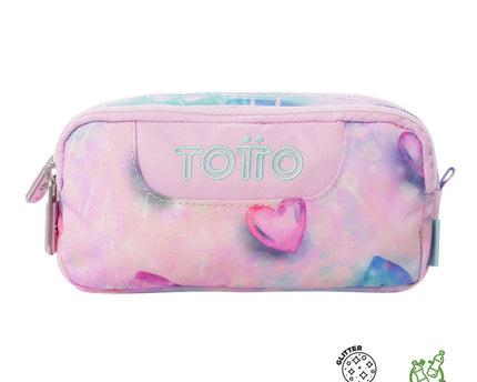 CARTUCHERA GLITTER CORAZONES TOTTO