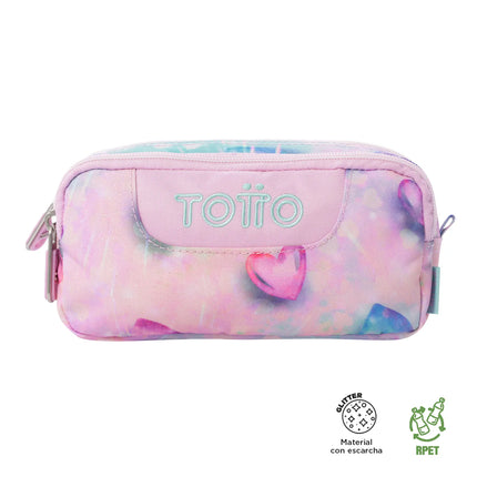 CARTUCHERA GLITTER CORAZONES TOTTO