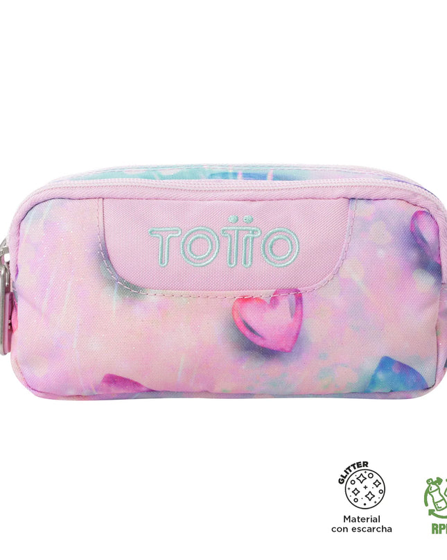 CARTUCHERA GLITTER CORAZONES TOTTO