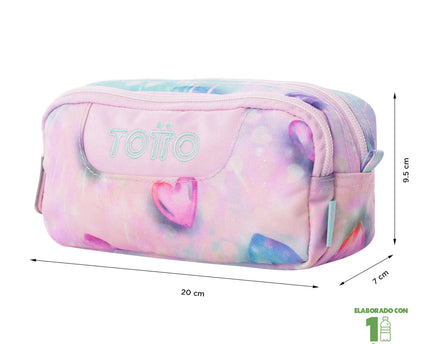 CARTUCHERA GLITTER CORAZONES TOTTO