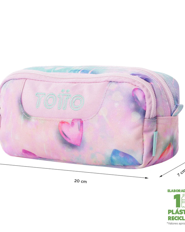 CARTUCHERA GLITTER CORAZONES TOTTO