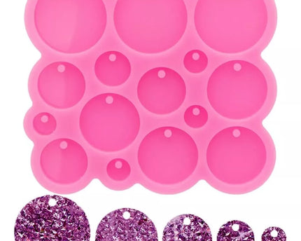 MOLDE DE SILICON P/ LLAVERO CIRCULO VARIOS TAMAÑOS 1MOL