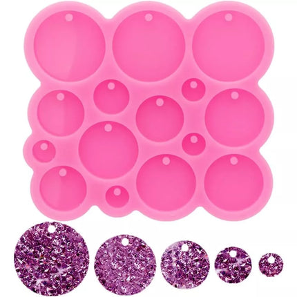 MOLDE DE SILICON P/ LLAVERO CIRCULO VARIOS TAMAÑOS 1MOL