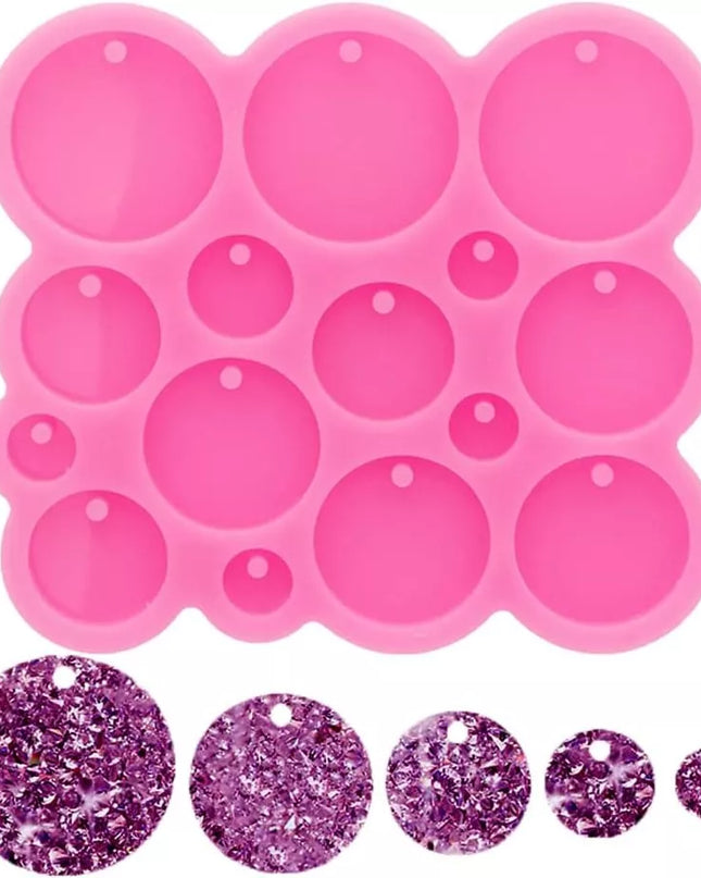 MOLDE DE SILICON P/ LLAVERO CIRCULO VARIOS TAMAÑOS 1MOL