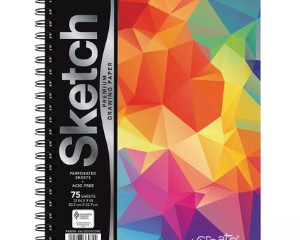 SKETCH BOOK KALEIDOSCOPE DESIGH 9X12 75 HOJAS