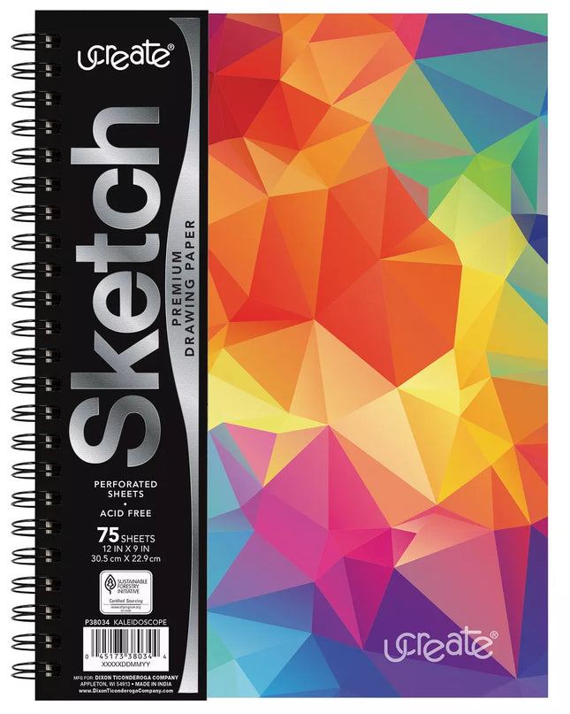 SKETCH BOOK KALEIDOSCOPE DESIGH 9X12 75 HOJAS