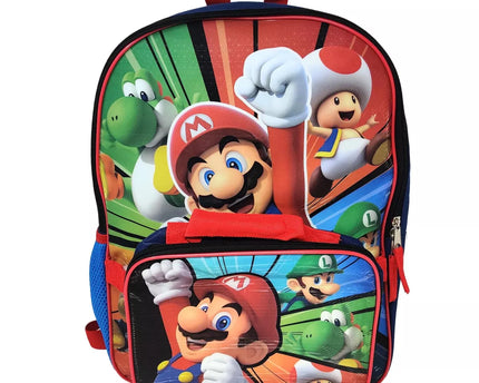 MOCHILA 16" CON LONCHERA MARIO BROSS