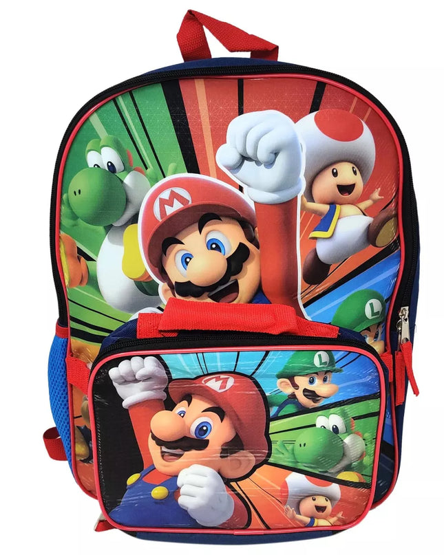 MOCHILA 16" CON LONCHERA MARIO BROSS