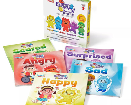 LIBRO EN SET FEELINGS FAMILY HAPPY, SAD, ANGRY, SCARED AND SURPRISED