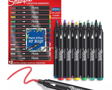 MARCADORES SHARPIE ACRILICOS PUNTA PINCEL 12 PZ