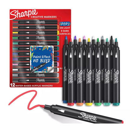 MARCADORES SHARPIE ACRILICOS PUNTA PINCEL 12 PZ