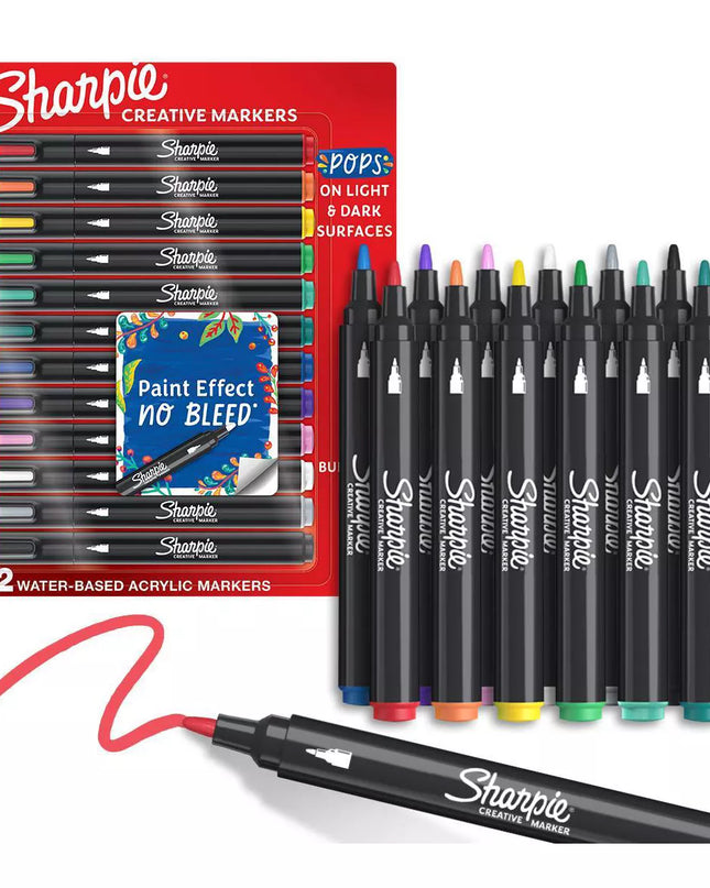 MARCADORES SHARPIE ACRILICOS PUNTA PINCEL 12 PZ
