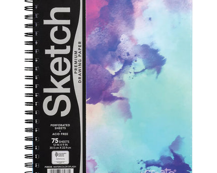 SKETCH BOOK WATERCOLOR SPLASH 9X12 75HJS