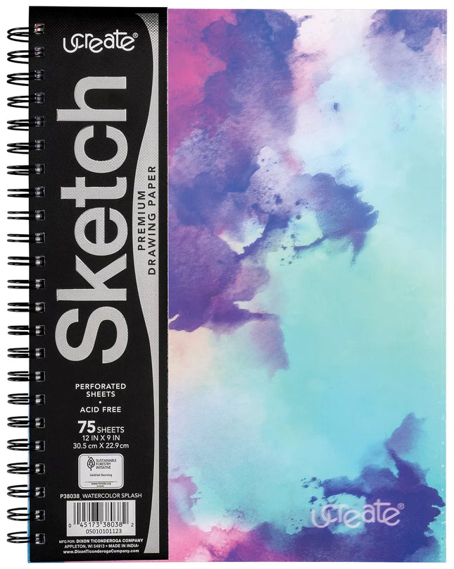 SKETCH BOOK WATERCOLOR SPLASH 9X12 75HJS
