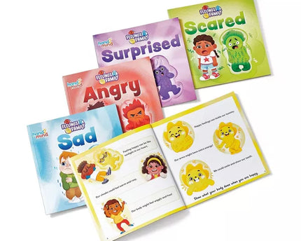 LIBRO EN SET FEELINGS FAMILY HAPPY, SAD, ANGRY, SCARED AND SURPRISED