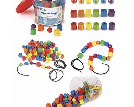 WOODEN BEADS IN A BUCKET 108 PZAS
