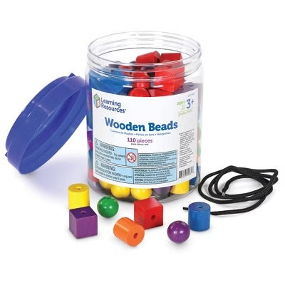 WOODEN BEADS IN A BUCKET 108 PZAS