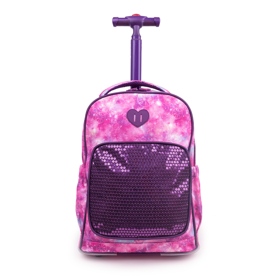 MOCHILA J WORLD C/ RODOS SPARKLE PURPLE GALAXY