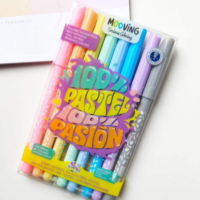 Marcadores finos Mooving x8 Pastel