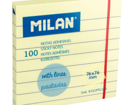 NOTAS ADHESIVAS AMARILLO PAUTADAS 76 X 76 MM