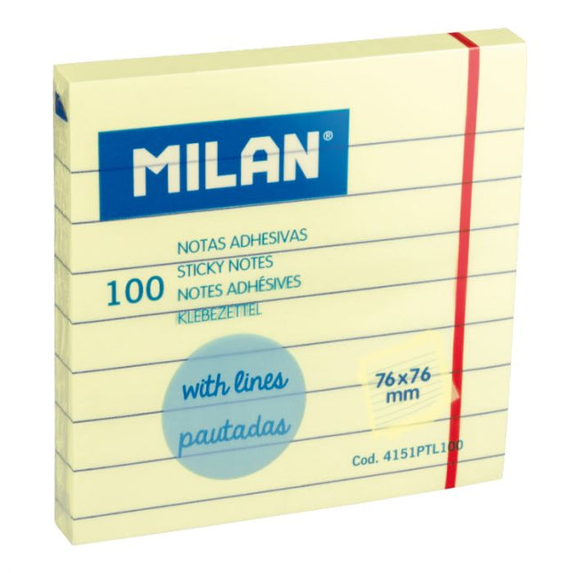 NOTAS ADHESIVAS AMARILLO PAUTADAS 76 X 76 MM