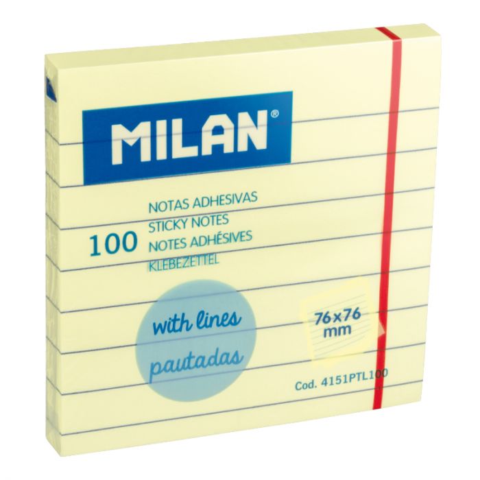 NOTAS ADHESIVAS AMARILLO PAUTADAS 76 X 76 MM
