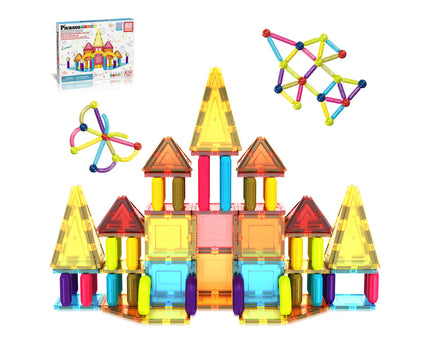 PicassoTiles Magnetic Tiles and Sticks Builder Set