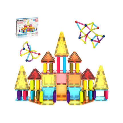 PicassoTiles Magnetic Tiles and Sticks Builder Set