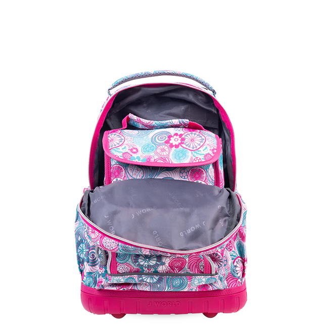 MOCHILA J WORLD C/RODOS Y LUZ LOLLIPOP BLUE RASPBERRY