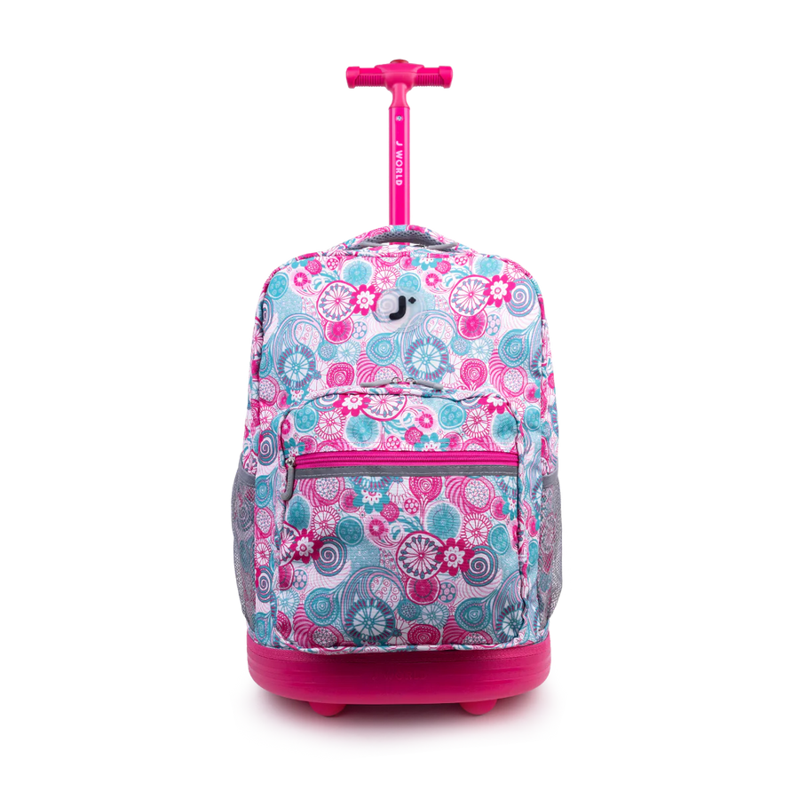 MOCHILA J WORLD C/ RODOS SUNRISE BLUE RASPBERRY