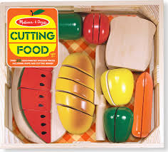 JUGUETE FOOD WOODEN PIECES, KNIFE, CUTTING BOARD SET