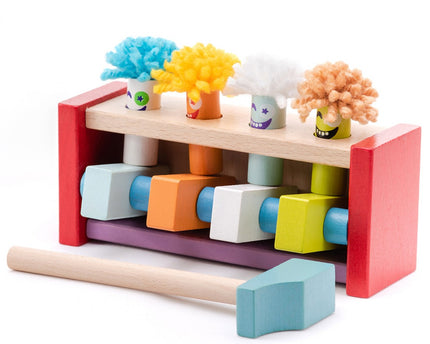 Juego de madera martillo payasos saltadores.