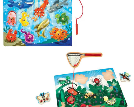 JUGUETE MAGNETICO WOODEN PUZZLE GAME SET: FISHING AND BUG CATCHING