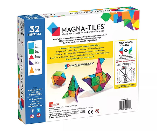 MAGNA TILES - CLEAR COLORS 32 PC