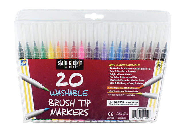 20 WASHABLE BRUSH TIP MARKERS SARGENT ART