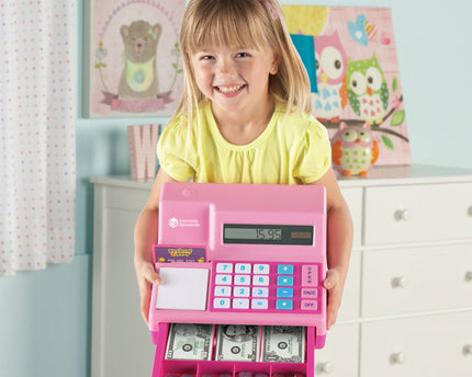 PRETEND PLAY CALCULATOR CASH REGISTER PINK